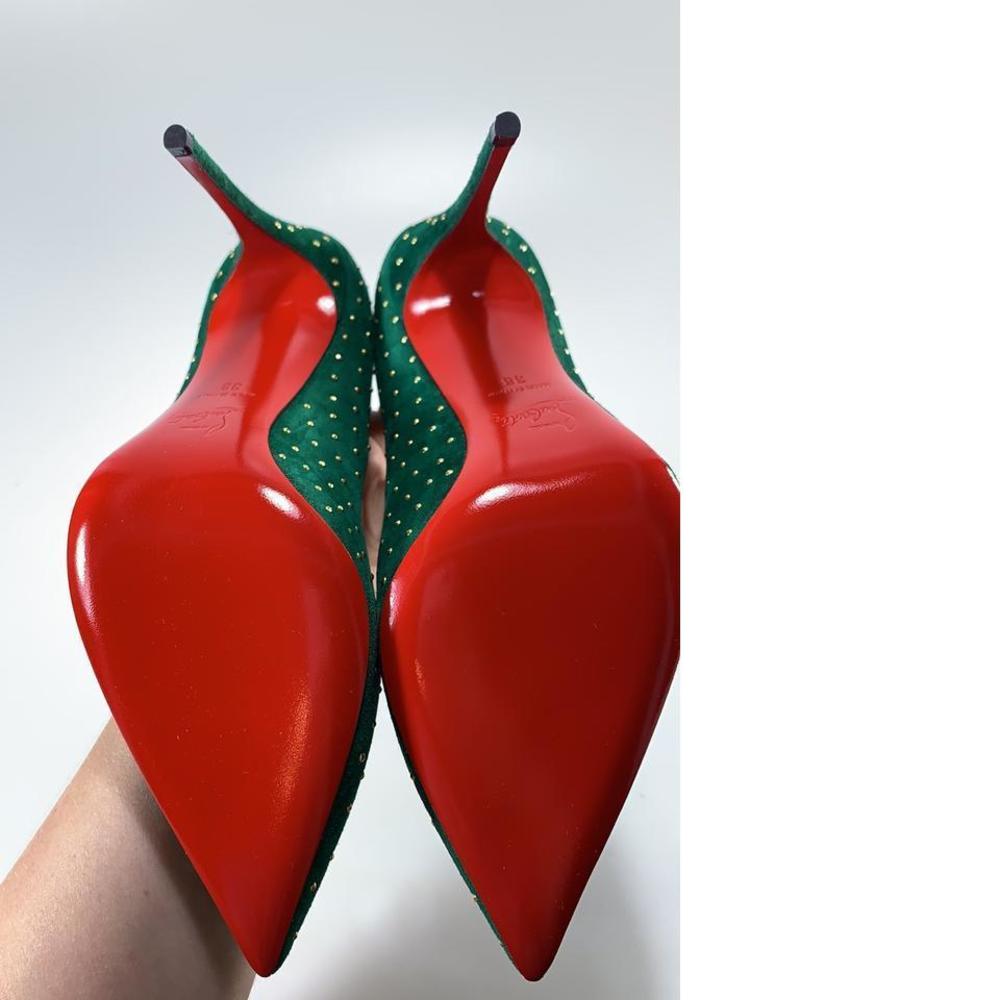 Pigalle Follies Studded Canopee Green 100mm Pumps Heels D801 - Picture 8 of 12